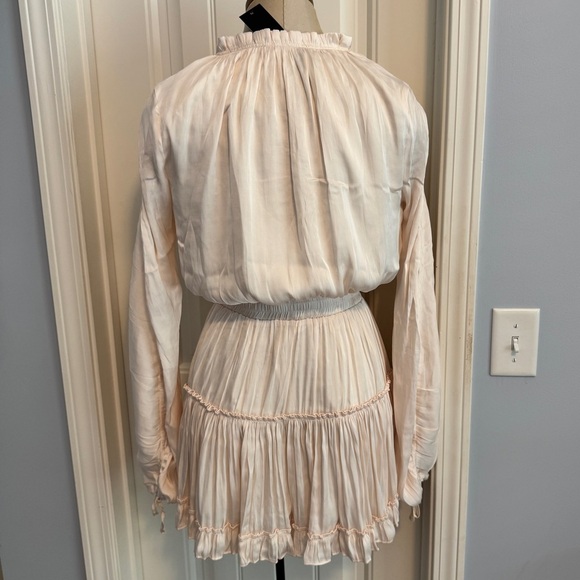 NEW Reset by Jane Small Ivory Satin Mini Dress ~ Feminine Party Ruffle Hem - Picture 2 of 8